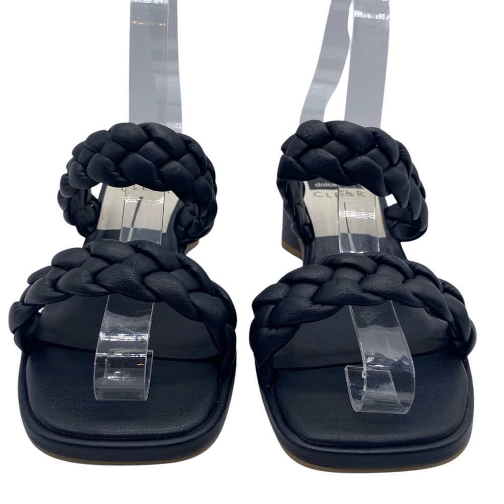 Dolce Vita Womens Shoes Ronin Sandals Sz 6 Black Vegan Leather Braided Heeled - Picture 4 of 12